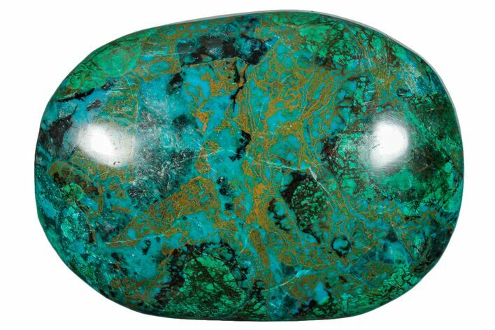 Polished Chrysocolla and Malachite Palm Stone - Peru #258674